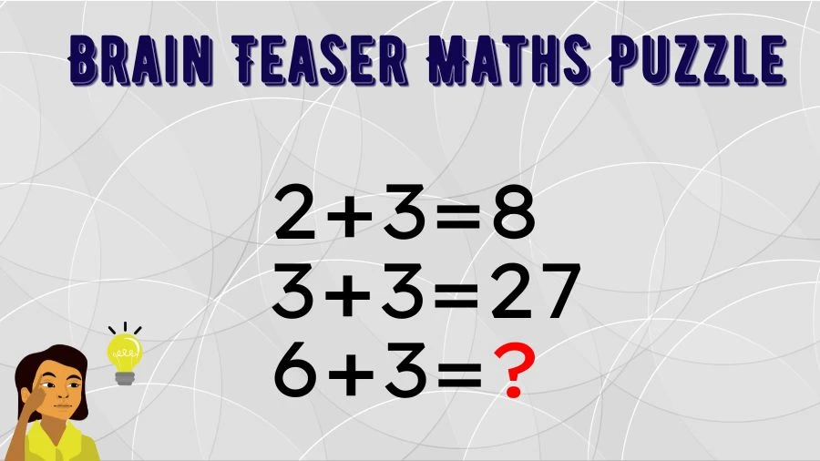 Brain Teaser Maths Puzzle: 2+3=8, 3+3=27, 6+3=?
