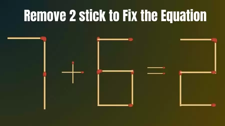 Brain Teaser: 7+6=2 Remove 2 Sticks To Fix The Equation