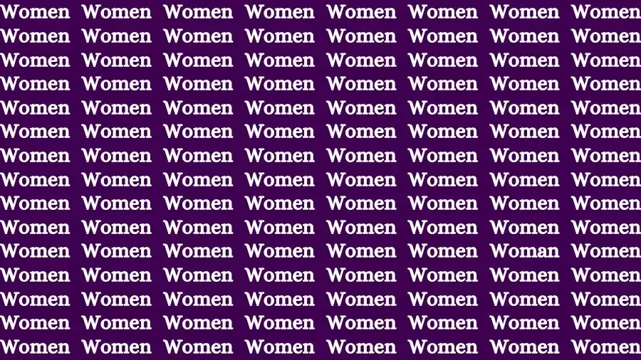Optical Illusion Brain Challenge: If you have Sharp Eyes Find the Word Woman among Women in 18 Secs