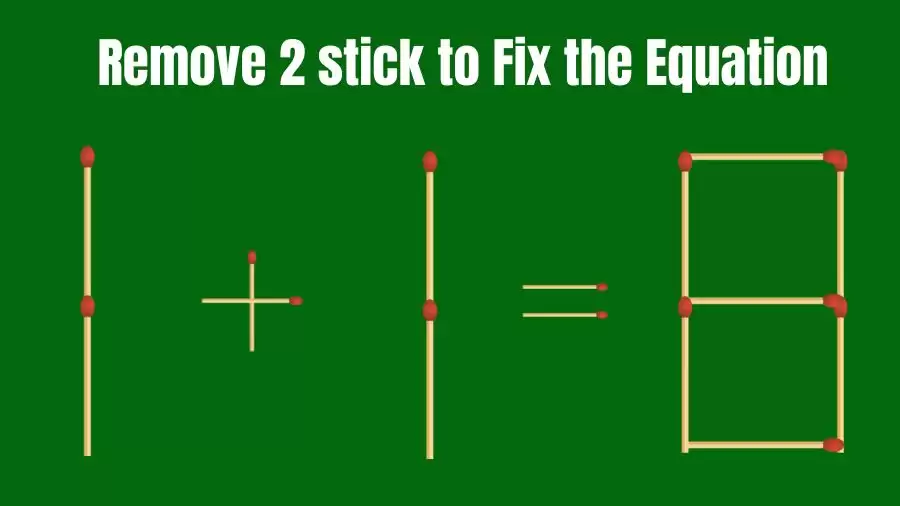 Brain Teaser IQ Challenge: 1+1=8 Remove 2 Matchsticks to Fix the Equation