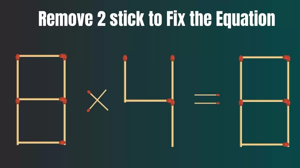 Solve the Puzzle Where 8x4=8 by Removing 2 Sticks to Fix the Equation