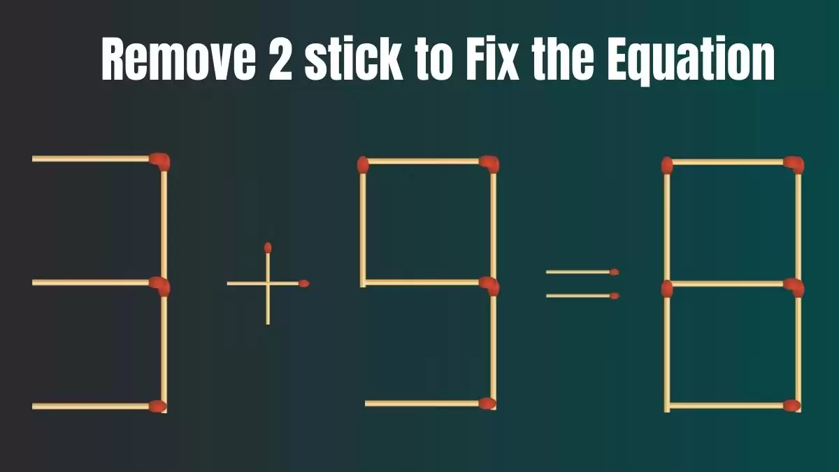 Solve the Puzzle Where 3+9=8 by Removing 2 Sticks to Fix the Equation