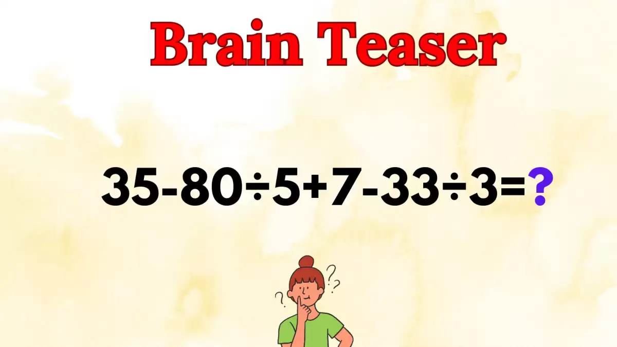Can You Solve This Math Puzzle Equating 35-80÷5+7-33÷3=?